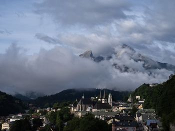 High angle view of townscape against sky in city