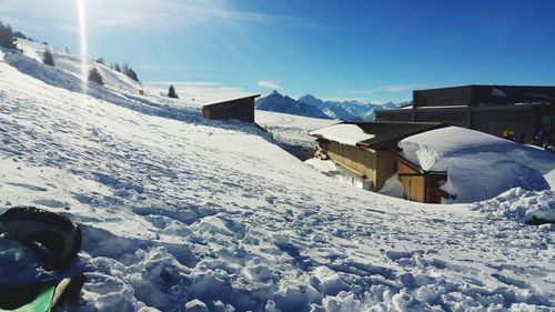 Scenic view of snow mountains against sky