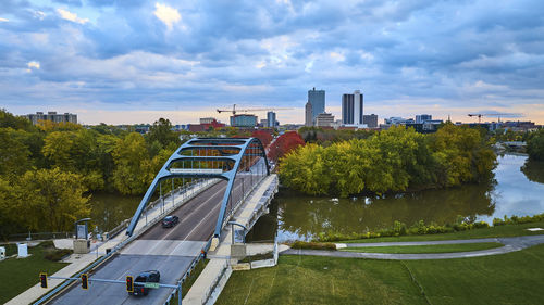 High angle view of bridge against sky