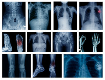 Digital composite image of human hand against black background