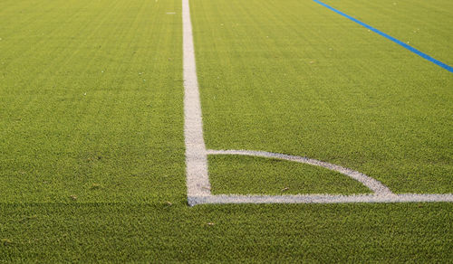 High angle view of soccer field