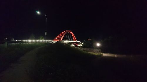 Illuminated street lights at night