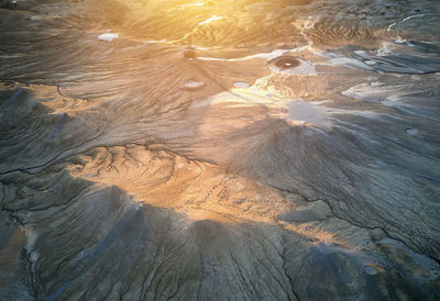 High angle view of rocks on beach