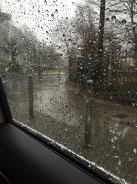 Close-up of water drops on window