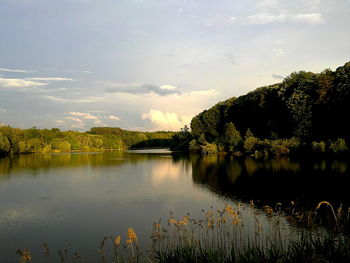 View of lake at sunset