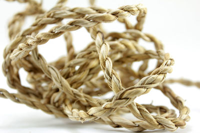 Close-up of rope against white background