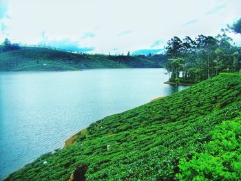 Scenic view of lake against sky