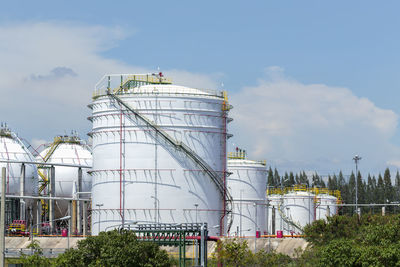 Low angle view of factory against sky