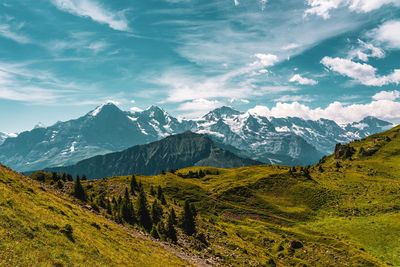 Panoramic view of the alps in switzerland.