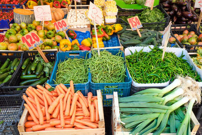 Nice selection of vegetables and salad for sale at a market in naples, italy