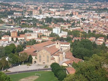 High angle view of town