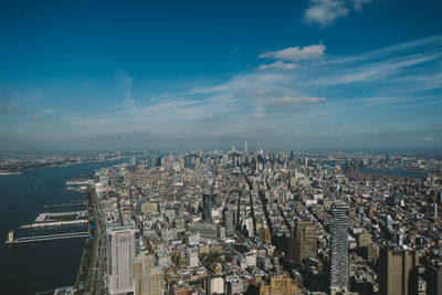 High angle view of city against sky
