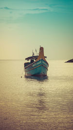 Boat sailing in sea