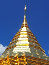 Low angle view of pagoda against sky