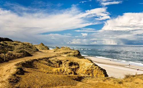 Scenic view of beach against sky