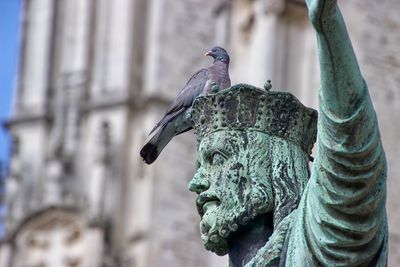 Low angle view of statue of bird