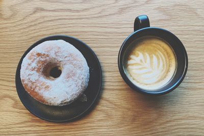 High angle view of coffee on table