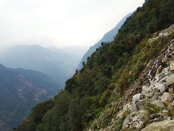 Scenic view of mountains against clear sky