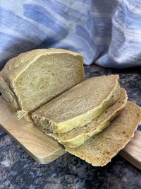 High angle view of bread on table