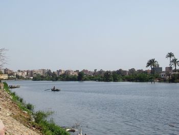 Scenic view of sea against clear sky