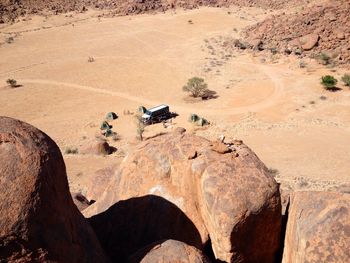 High angle view of cars on landscape