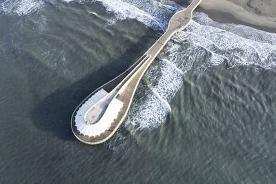 High angle view of boat in sea