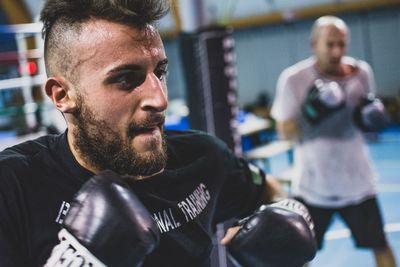 Young man looking at camera