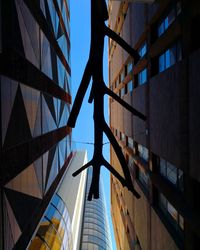 Low angle view of buildings against clear sky