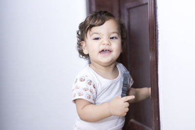 Portrait of cute girl at home