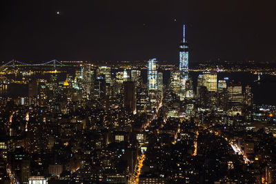 Illuminated cityscape at night