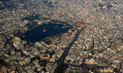Aerial view of vadodara city, india 