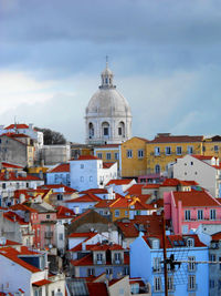 View across rooftops of alfama district towards pantheon lisbon portugal