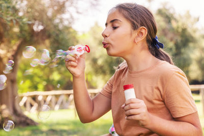 Young woman drinking milk