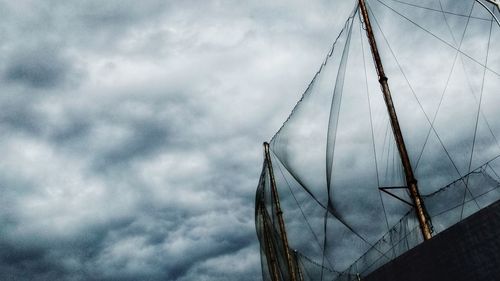 Low angle view of sailboat against sky