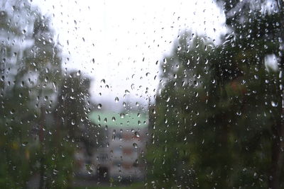 Close-up of water drops on glass