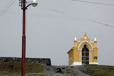 Low angle view of church against clear sky