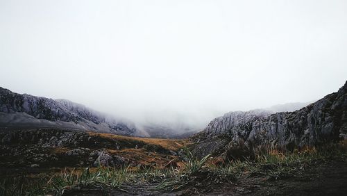 Scenic view of mountains against sky