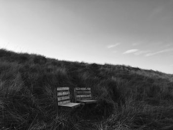 Scenic view of field against clear sky