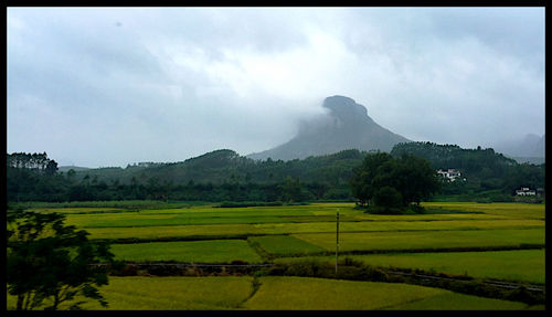 Scenic view of landscape against cloudy sky