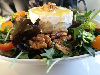 Close-up of served food in plate