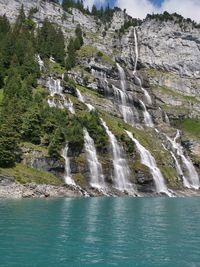 Scenic view of waterfall