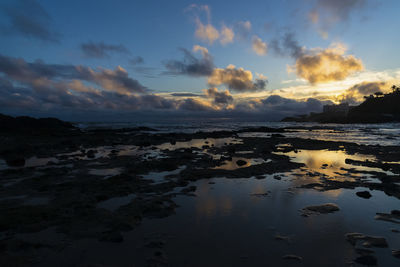 Scenic view of sea against sky at sunset