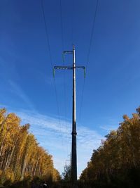 Low angle view of electricity pylon against sky