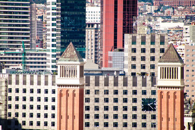 Modern buildings in city, geometry, barcelona 