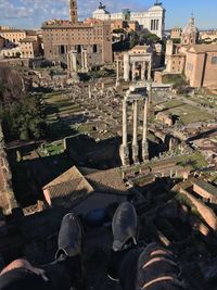 High angle view of old ruin building