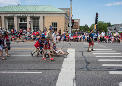 People on street in city