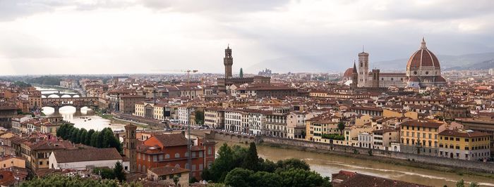 High angle view of ponte vecchio over arno river