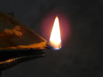 Close-up of illuminated candle