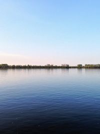 Scenic view of lake against clear sky