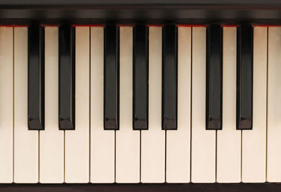 High angle view of piano keys